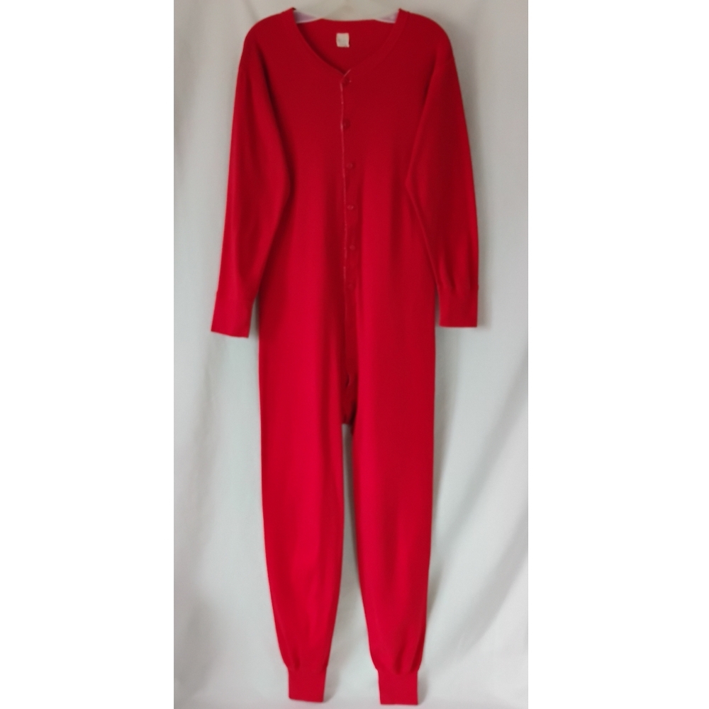 Men's Vintage Red Long Johns Underwear Union Suit Winter Base Layer Insulation